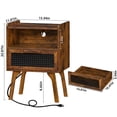 thumbnail image 5 of LEYAOYAO Nightstand with USB Ports, Woven Rattan Bedside Table with 1 Drawer and Lift-Up Legs, for Boho Bedroom, Brown, 5 of 5