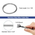 thumbnail image 2 of 1/4" 10ft 304 Stainless Steel Cable Wire Rope 7 x 19 Strands Coated Aircraft Wire for Outdoors Decking, 2 of 5