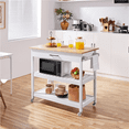 thumbnail image 2 of Yaheetech Kitchen Island Cart with Storage & Drawer on Wheels, White, 2 of 9
