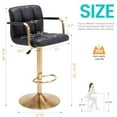 thumbnail image 5 of Bar Stools with Back Sets of 2, Adjustable Swivel Leather Barstools with Arms, Pneumatic Lift Counter Height Stools for Kitchen Island, Bistro, Pub, Black & Gold, 5 of 11