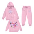 thumbnail image 1 of Pop cazadora para niña Demon Hunters Printed Anime Print Long-Sleeved Hooded Sweatshirt Set for Children 3-16 Years （Pink）, 1 of 2