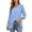 Light Blue, variant on Women's Solid Color Round Neck 3/4 Raglan Sleeve Ruched Loose Fit Flowy Ruffle Hem Tunic Length Pullover Blouse Top for Vacation Pink S