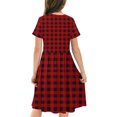thumbnail image 6 of Odeerbi Toddler Girls Summer A-Line Dress Cute Plaid Swing Dress Toddler Kids Short Sleeve Stretchy Dress Toddler Girls Clothes, 6 of 7