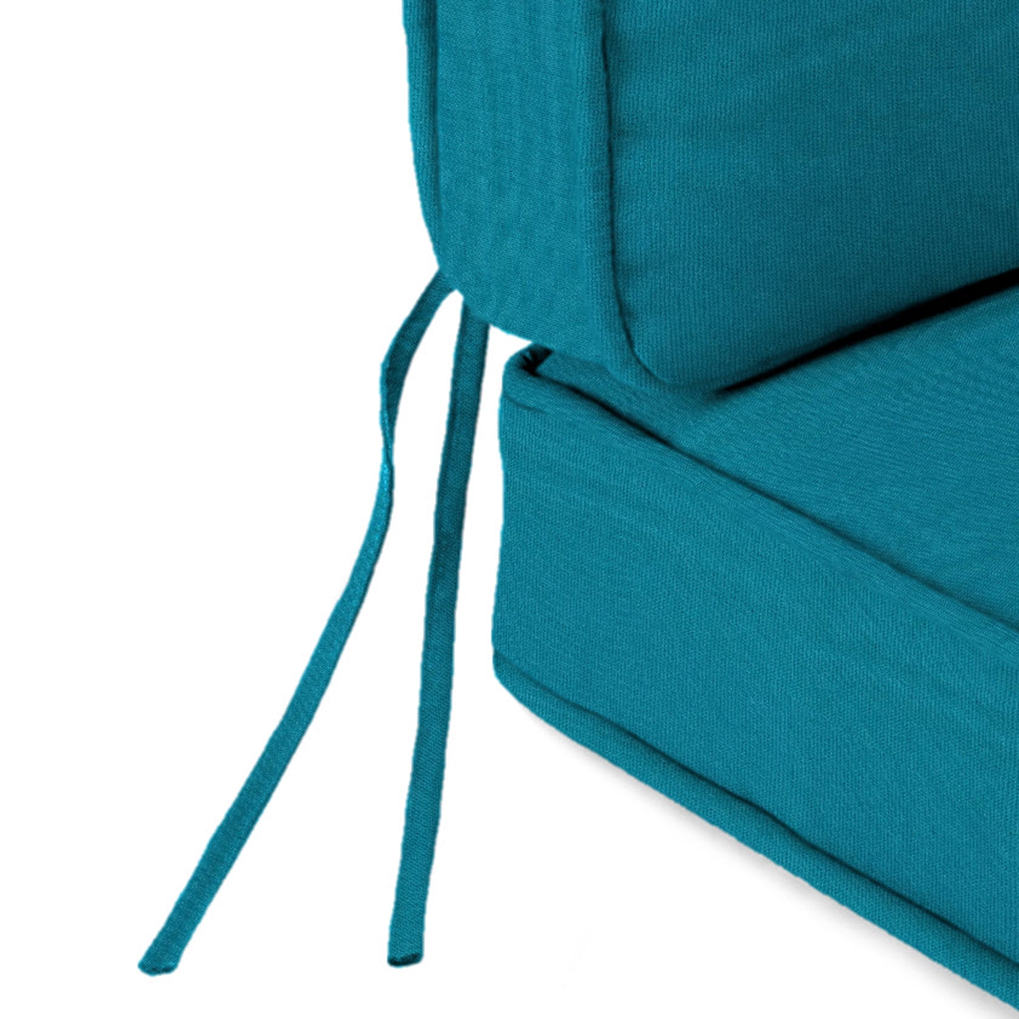 Jordan Manufacturing 45" x 22" Canvas Turquoise Solid Rectangular Outdoor Deep Seating Chair Seat and Back Cushion with Ties and Welt