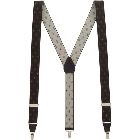 SuspenderStore Jacquard Woven Diamond Suspenders - 1.38-Inch Wide Elastic - Clip - 6 Colors & 2 Sizes