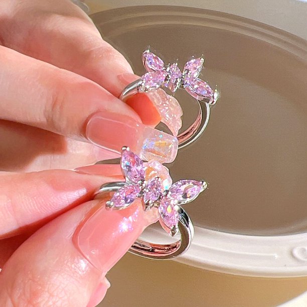 Anillo de corazón Irregular de cristal Rosa Y2K para mujer, anillo abierto de amor de ópalo de circón brillante Vintage, joyería de fiesta Punk Kpop para niña, regalos 2023