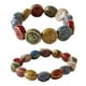 thumbnail image 1 of Paquete de 2 pulseras de cerámica colorida, estilo étnico simple, variedad de formas, cadena de mano elástica para mujeres y niñas, 1 of 5