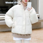 EGNMCR Womens Long Puffer Coat, Long Sleeve Padded Winter Down Coats, Hooded Parka Jacket Women Warm Pocket Coat Turn Down Collar Long Jacket Winter Down Parkas Women Coat