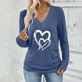 thumbnail image 4 of Busydd Womens T Shirts Fashion Heart Print Long Sleeve Going Out Tops for Women Casual Versatile Loose V Neck Womens Tops S, 4 of 8