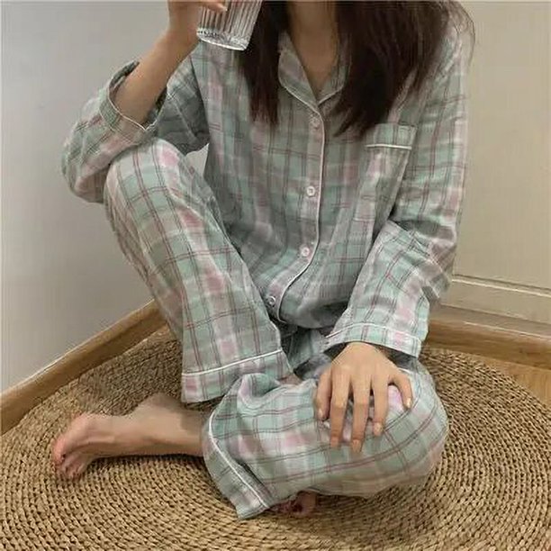 Conjunto de pijamas de manga larga para mujer, ropa de dormir de primavera, pantalón largo, regalo de Navidad para jóvenes