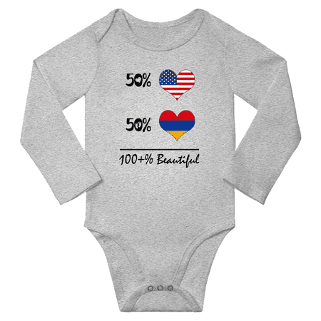 

50% Armenian + 50% American = 100+% Beautiful Baby Long Sleeve Romper (Gray 18 Months)