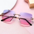 thumbnail image 2 of Trendy UV Protection Sunglasses: Oversized Rimless Irregular Metal Outdoor Hiking Eyeglasses for Women, 2 of 4