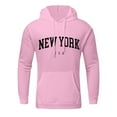 thumbnail image 5 of Hoodies for Men Letter Print Graphic Oversized Sweatshirt Casual Long Sleeve Pullover with Pockets New York Text Graphic Pink M, 5 of 5