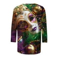 thumbnail image 5 of Jsaierl Mardi Gras Shirts for Women 3/4 Sleeve Mask Graphic Blouse Carnival Themed Tees Party 3D Print Tops Funny Gifts Parade Tshirt, 5 of 5
