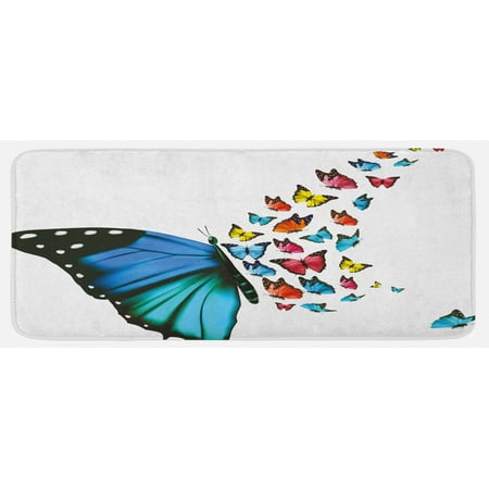 

Butterfly Kitchen Mat Creative Conceptual Art Monarch Wings Colorful Realistic Natural Wildlife Plush Decorative Kitchen Mat with Non Slip Backing 47 X 19 Multicolor by Ambesonne