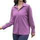 thumbnail image 1 of Blusa Elegante de Larga para Mujer, Estilo Informal, con Cuello Abotonado y Plisada Al Frente. Púrpura L, 1 of 9