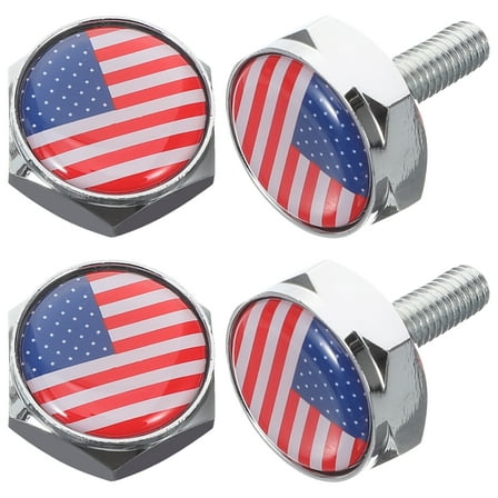 4 Sets Car License Plate Screws and Fasteners with Decorative Frame Accessories American Flag Type