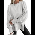 thumbnail image 3 of Sudaderas de Gran Tamaño para Mujer, Sudaderas con Capucha de Larga con Abertura para el Pulgar, Camisetas con Abertura Lateral, Tops Estilo Y2K Gris M, 3 of 10