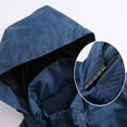 thumbnail image 4 of Wyobmus Plus Size Windbreaker Jackets for Men Solid Color Waterproof Drawstring Pockets Detachable Hooded Outdoor Jacket Coat Dark Blue, 4 of 7