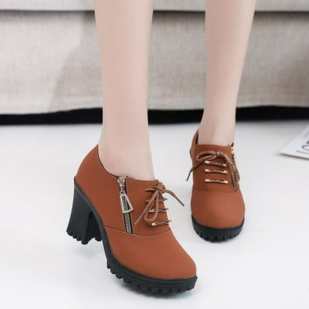 

Zunfeo Women Winter Boots- Solid Duck Boots Vintage Lace-up Boots Brand New Boots Christmas Gifts Clearance Coffee 7.5