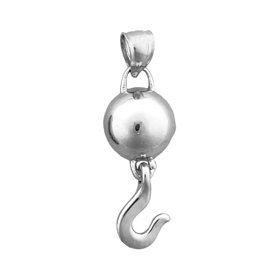 Rhodium Plated 925 Sterling Silver Crane Hook Pendant
