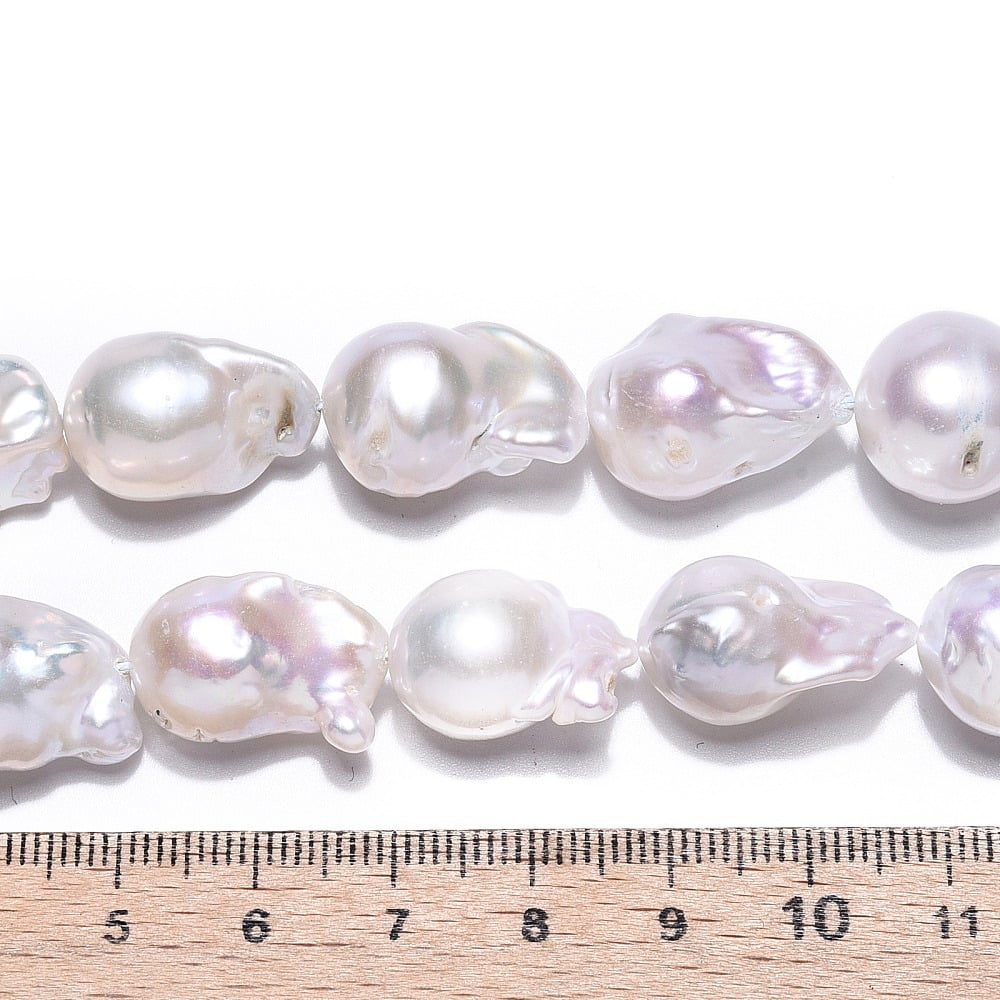 Natural Baroque Pearl Keshi Pearl Beads Strands Cultured Freshwater Pearl Seashell Color 14.5~20x12~15x11.5~14mm15.63~16.06''(39.7~40.8cm)
