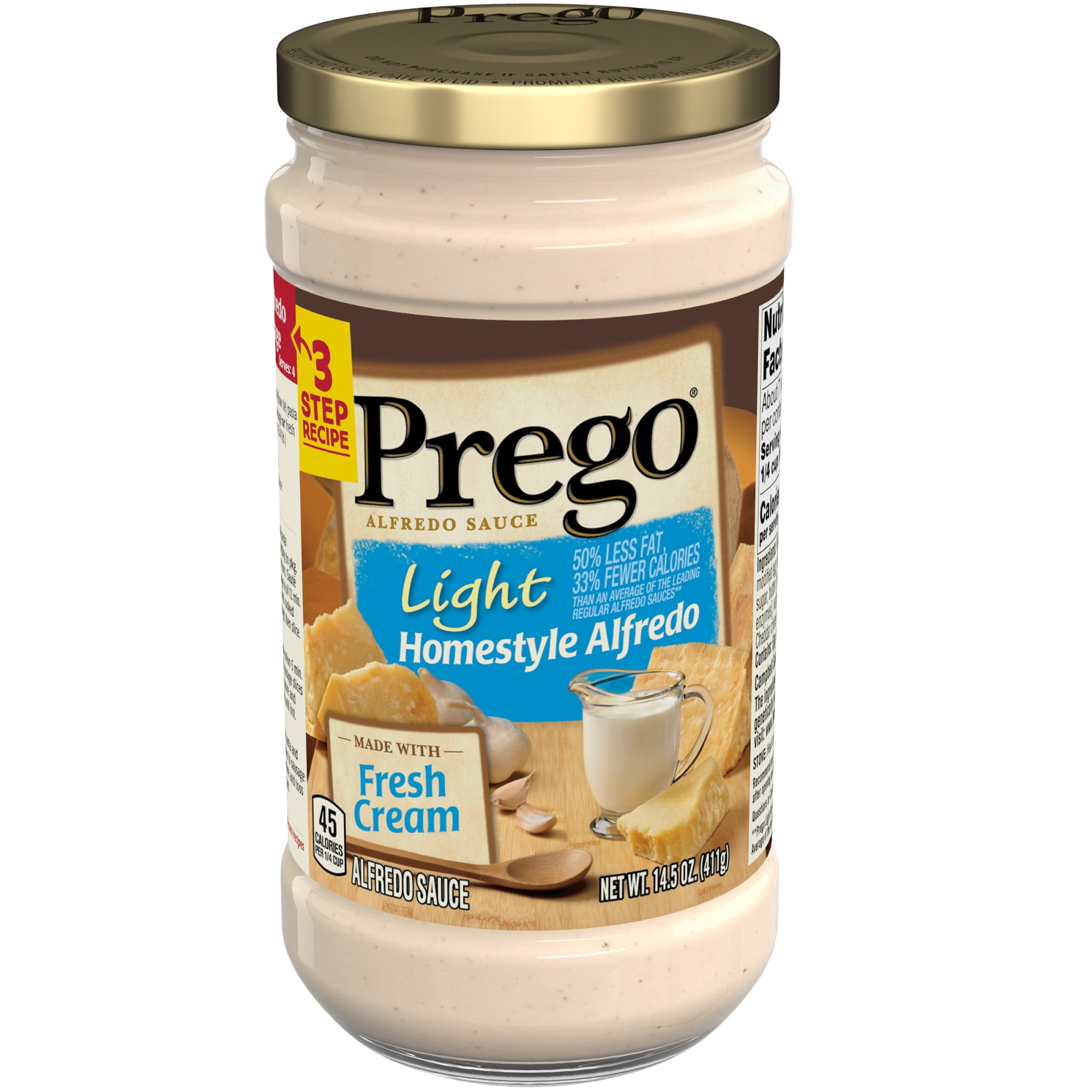 Prego Pasta Sauce, Light Homestyle Alfredo Sauce, 14.5 Ounce Jar Walmart