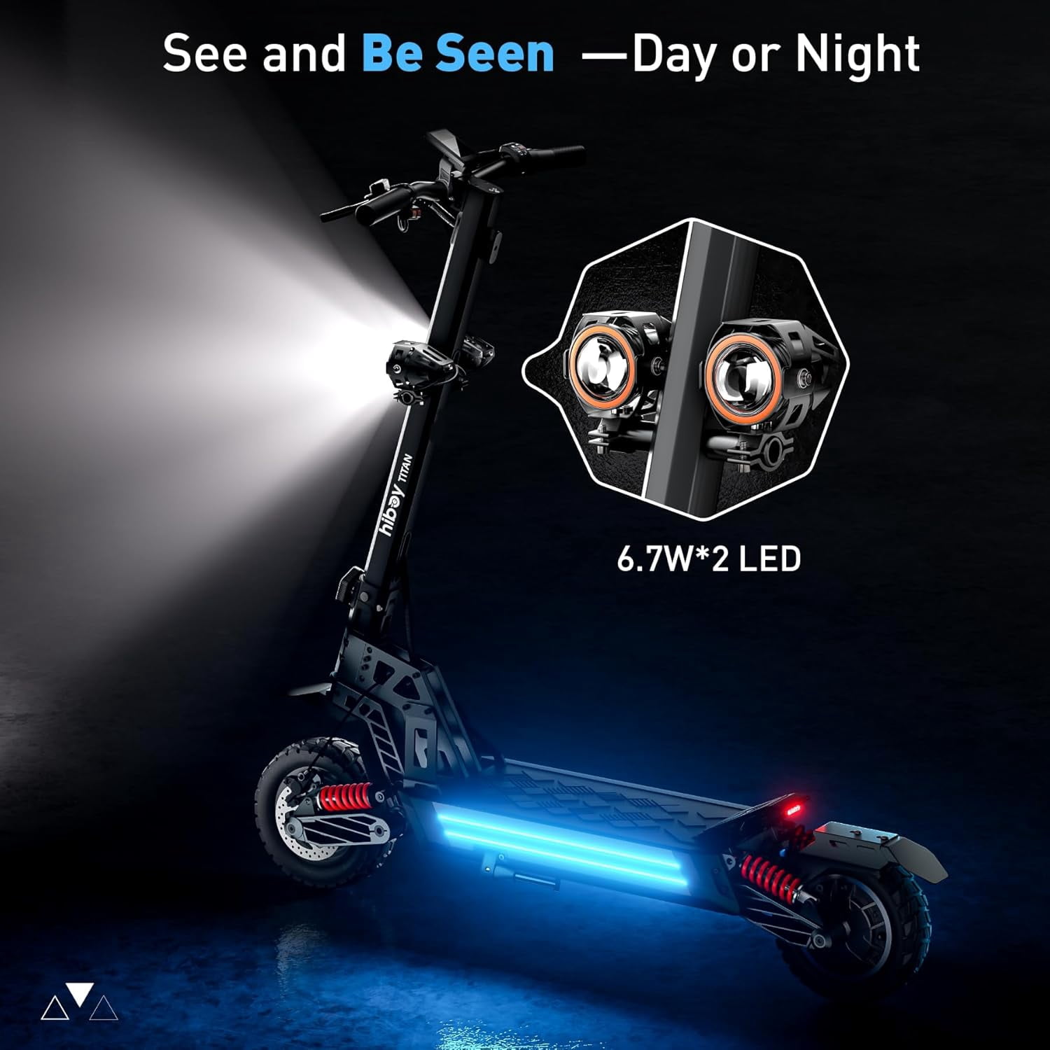 Hiboy Titan 1000W 25MPH 46Mi Range 10" Off-Road Tires, Dual Suspension & Hydraulic Brakes, Foldable E-Scooter
