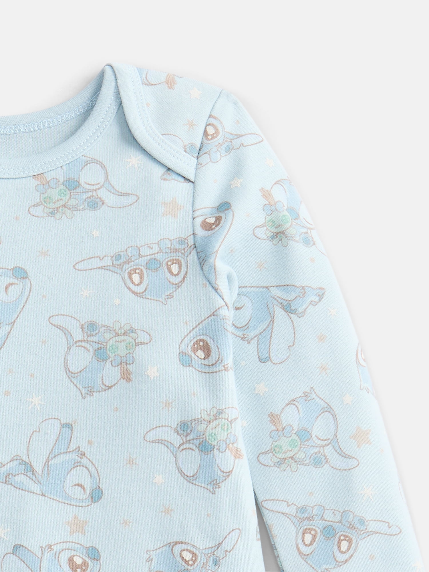 Disney Stitch Baby Unisex Bodysuit with Long Sleeves, 3-Pack, Sizes Newborn-18M