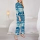thumbnail image 3 of Balery Sea Underwater Animals Conjunto de Pijama con Estampado para Mujer, Conjunto de Dos Piezas con Manga Larga, Ropa de Dormir Suave con Bolsillos, Pijamas Cómodos-Large, 3 of 7