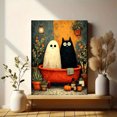 thumbnail image 6 of Ghost and Black Cat Bathtub Canvas Art, Cozy Spooky Halloween Bathroom Wall Decor, 6 of 8