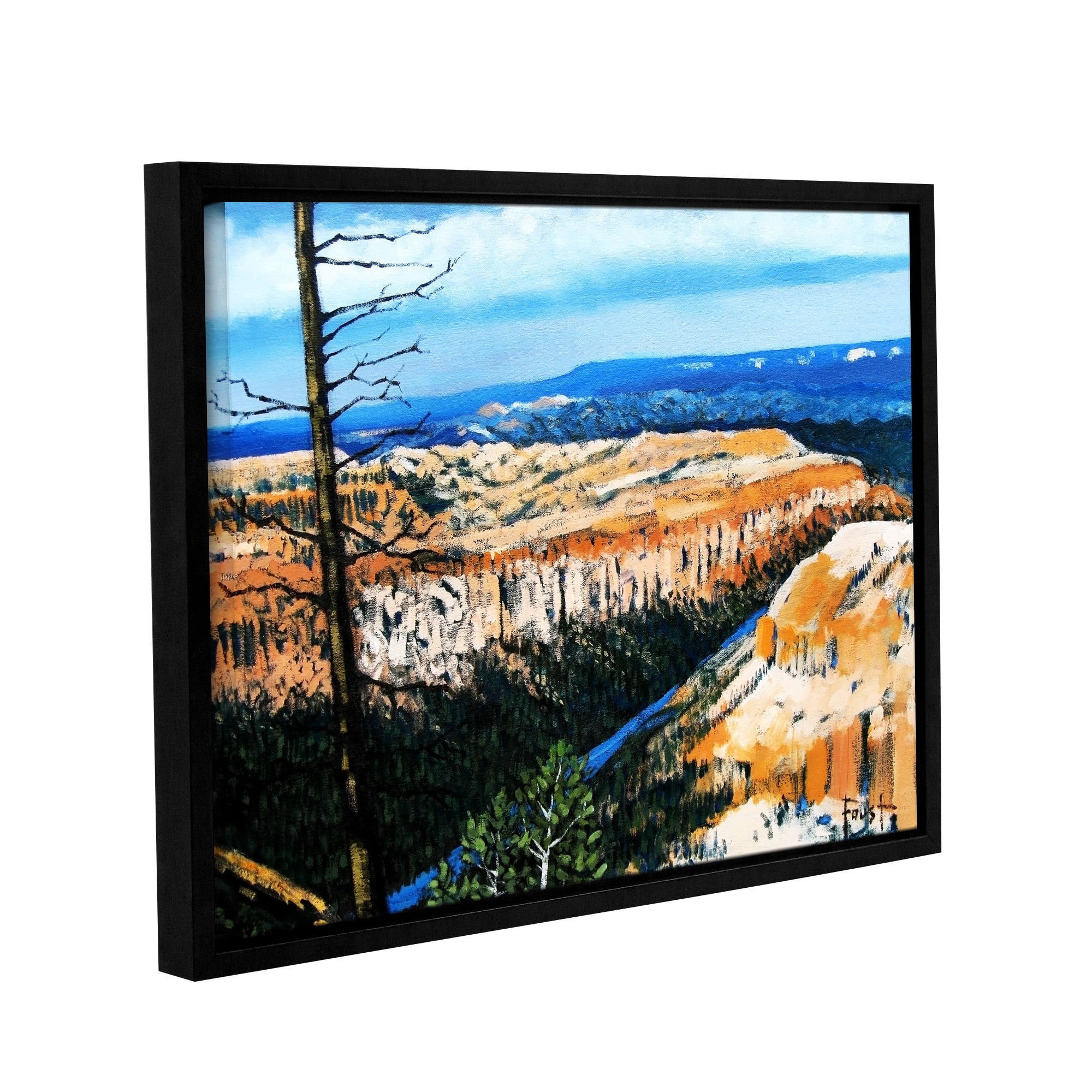 ArtWall Gene Foust "Mountain Tops Blue Sky" Gallery-Wrapped Floater-Framed Canvas