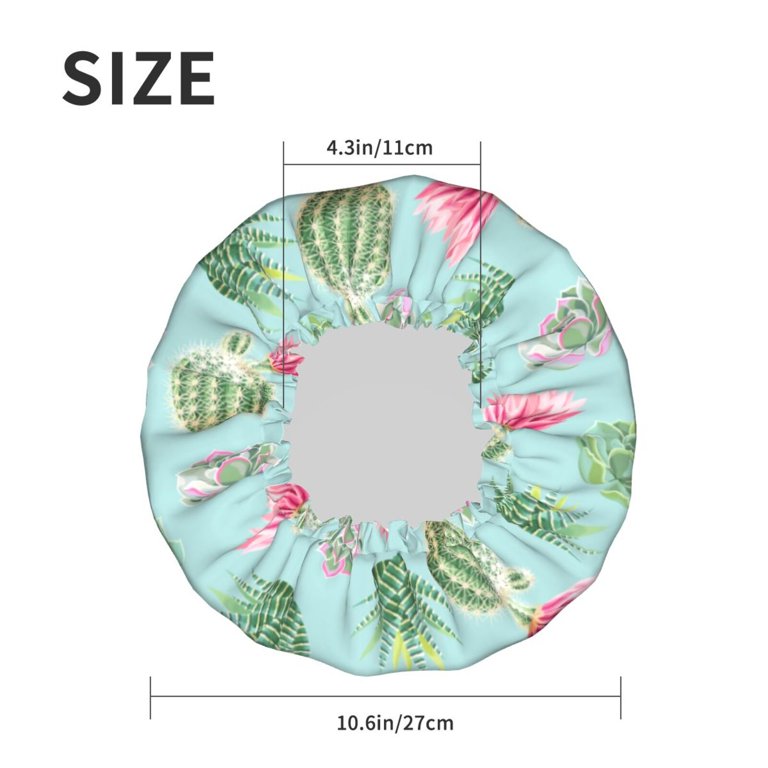 Cactus Succulents green Shower Cap, Reusable Bath Hair Hat  display picture 1