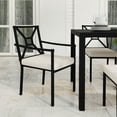 thumbnail image 3 of Martha Stewart Indoor-Outdoor Stackable Patio Dining Armchair with Steel Frame in Black with Cream All-Weather Cushion, 3 of 13