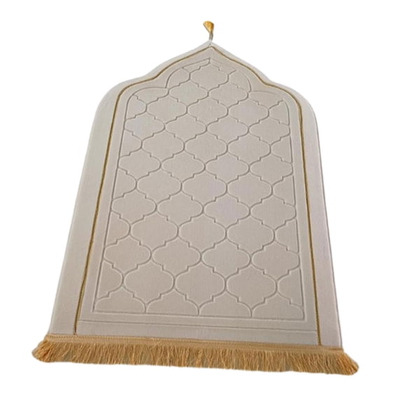 yuksok Islamic Prayer Rug Home Embossing Soft Worship Kneel Thick Prayer Carpet Mat white