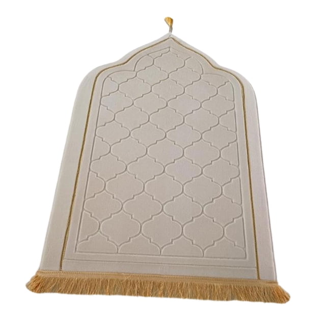 GUOOL Islamic Prayer Rug Home Embossing Soft Worship Kneel Thick Prayer Carpet Mat white