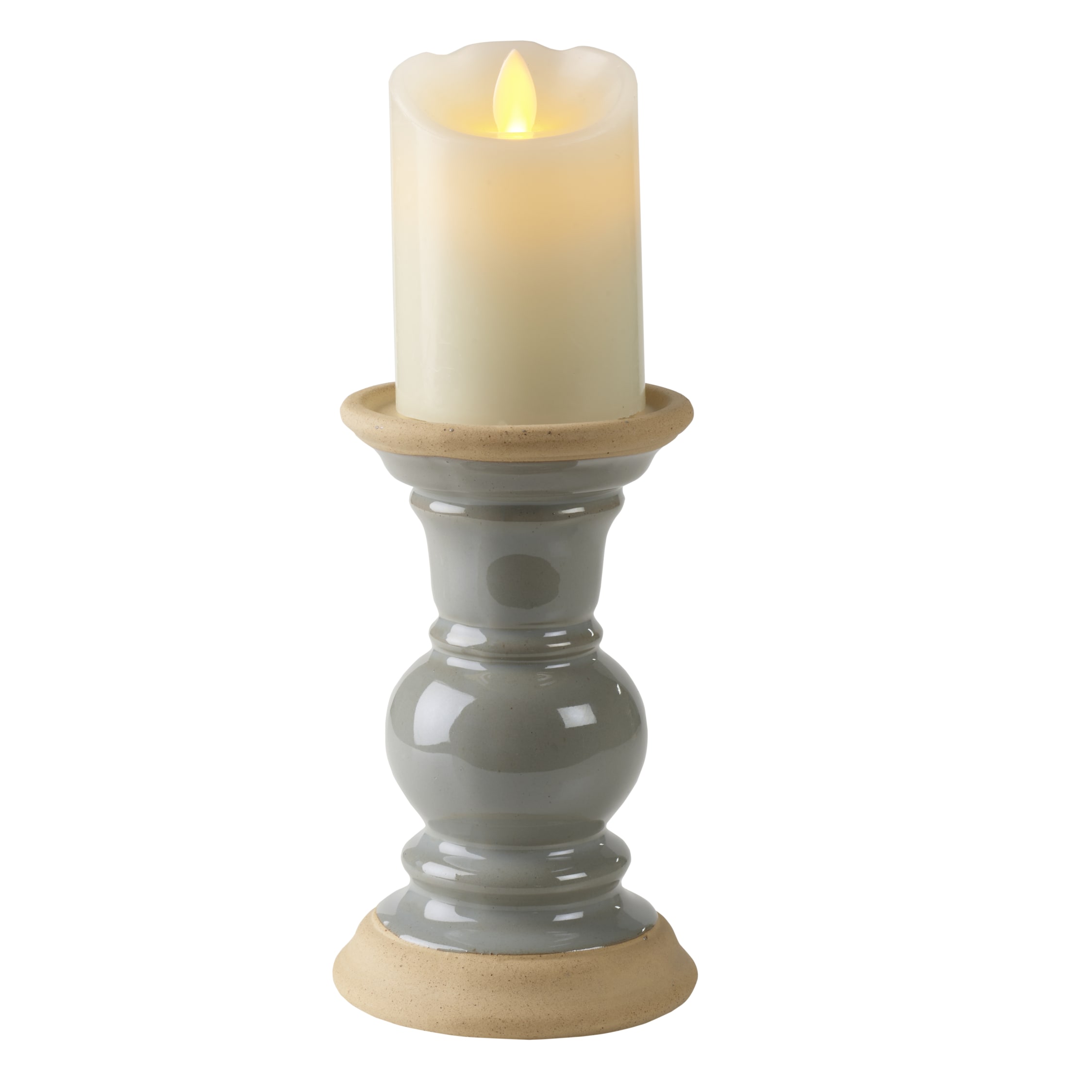 Elements 7.13 inch Ceramic Candleholder, Gray