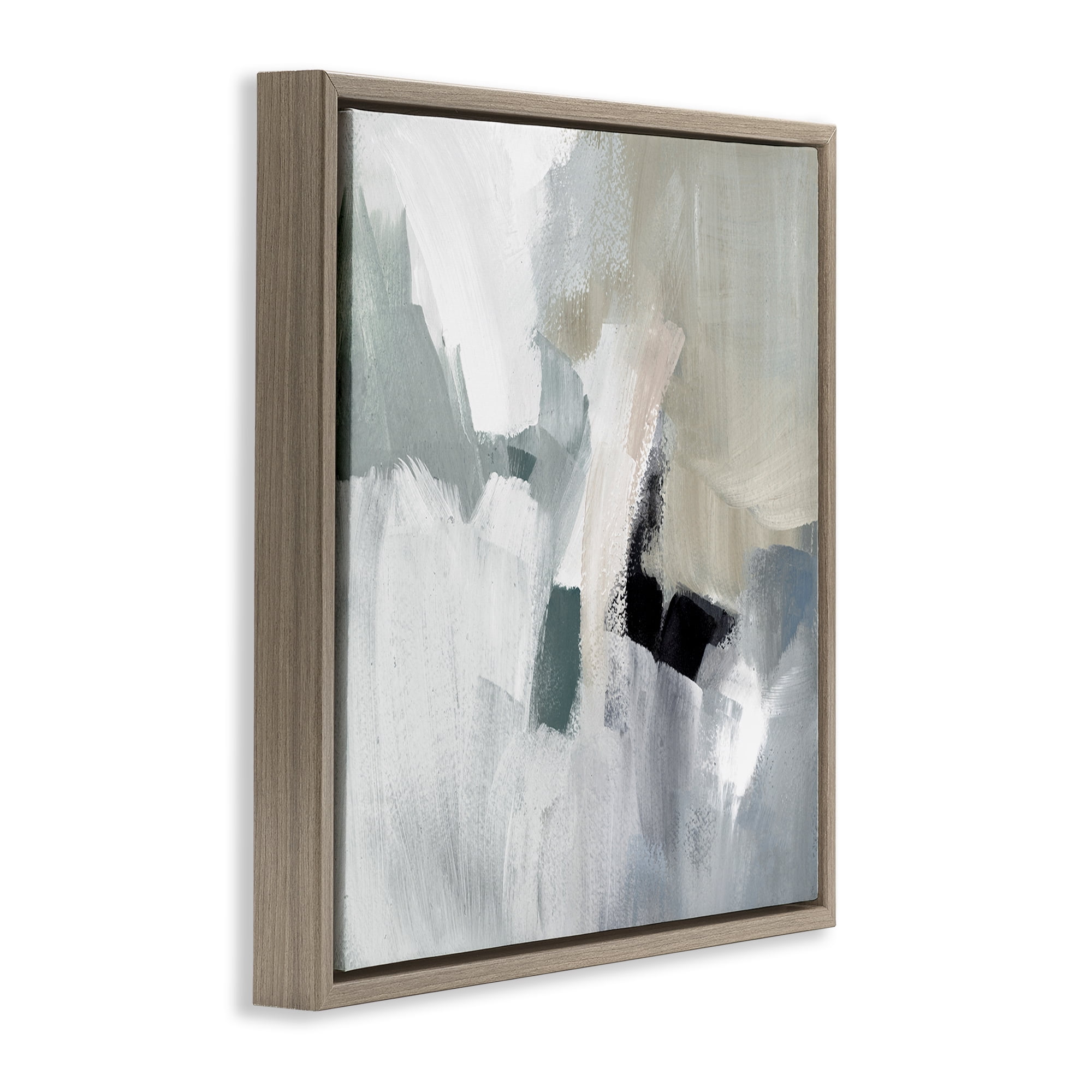 Stupell Industries Quiet In Grays Abstract Abstract Painting Brown Floater Framed Canvas Art Print Wall Art, 25 x 25