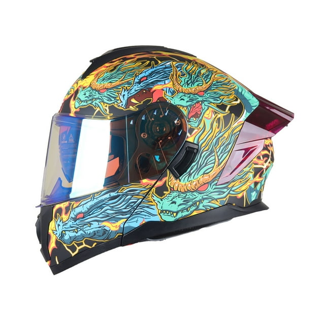 Casco Para Moto Edge Abatible Turquesa Doble Certificación XL