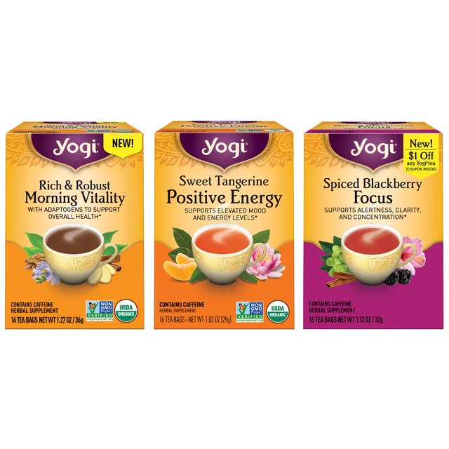Yogi Tea, Morning Energy Variety Pack Sampler, 3 Pack, 48 Assorted Tea