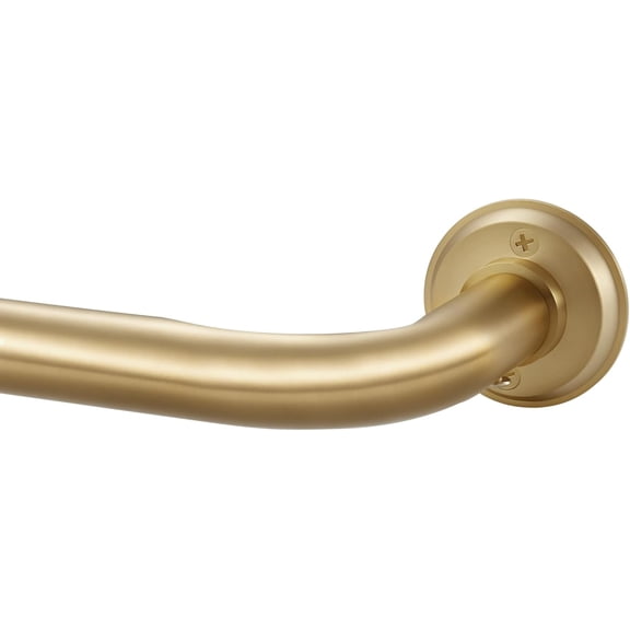 1 1/8 Inch Diameter Room Darkening Curtain Rods 110-160”, Heavy Duty Window Wrap Around Drapery Rod with Aluminum Bracket, Accessories, Wall Mounted Ceiling Mounted, Adjustable Length, Brushed Gold