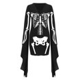 thumbnail image 4 of Womens Halloween Costumes 2024 Cosplay Gothic Dresses Women's Fashion Gothic Punk Print Wide Sleeve Strappy Dress, 4 of 5