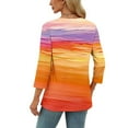 thumbnail image 4 of Viluyesy 3/4 Sleeves T-Shirt Women Round Neck Shirt Tops Fashionable Relaxed Loose Blouse Multicolor Size S, 4 of 9