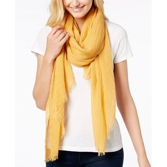 Steve Madden Solid Yellow Crinkle Scarf One Size Fits Most