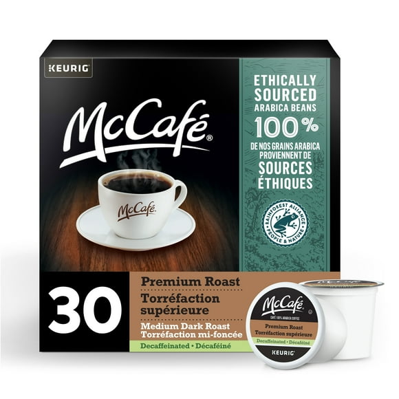 McCafé Premium Medium Dark Roast, Decaf, K-Cup Coffee Pods, 30 count