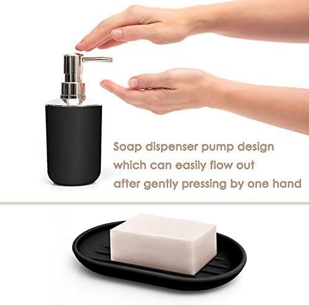 Moss & Stone 6 pcs Bathroom Accessories Set Includes Soap Dispenser, Toothbrush Holder, Toothbrush Cup, Soap Dish, A Complete Decor Black Set