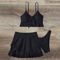 thumbnail image 5 of Plus Size Swimwear Women's Two Piece Skirt Bathing Suit Eyelet Embroidery Cutout Tops with Ruffled Mini Skirt for Summer Beach Vacation Wear Black L, 5 of 5