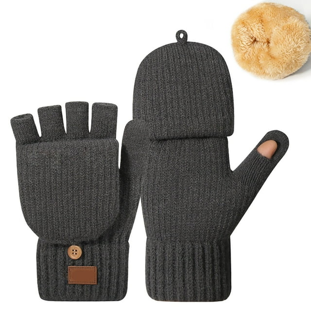 Thickened Half Finger For Autumn And Winter Fleece Knitted For Cold And Warmth Half Length Writing Fingerless Gloves Mittens