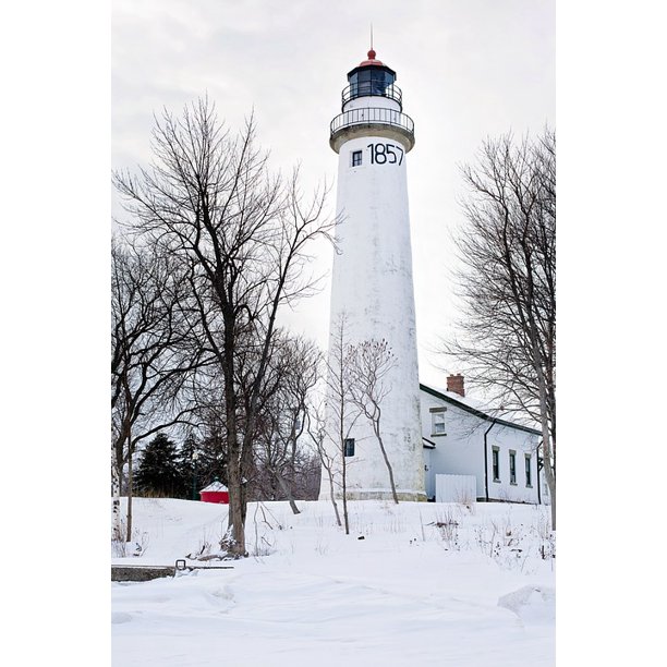 Winter Lighthouse Snowy White Michigan Nautical 12 Inch By 18 Inch Laminated Poster With Bright Colors And Vivid Imagery Fits Perfectly In Many Attractive Frames Walmart Com Walmart Com