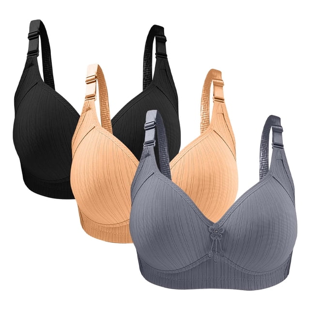 Birdeem Bras for Women 3Pc Womans Large Size Solid Color without Steel Ring Gathering Comfortable Bras Daily Bra